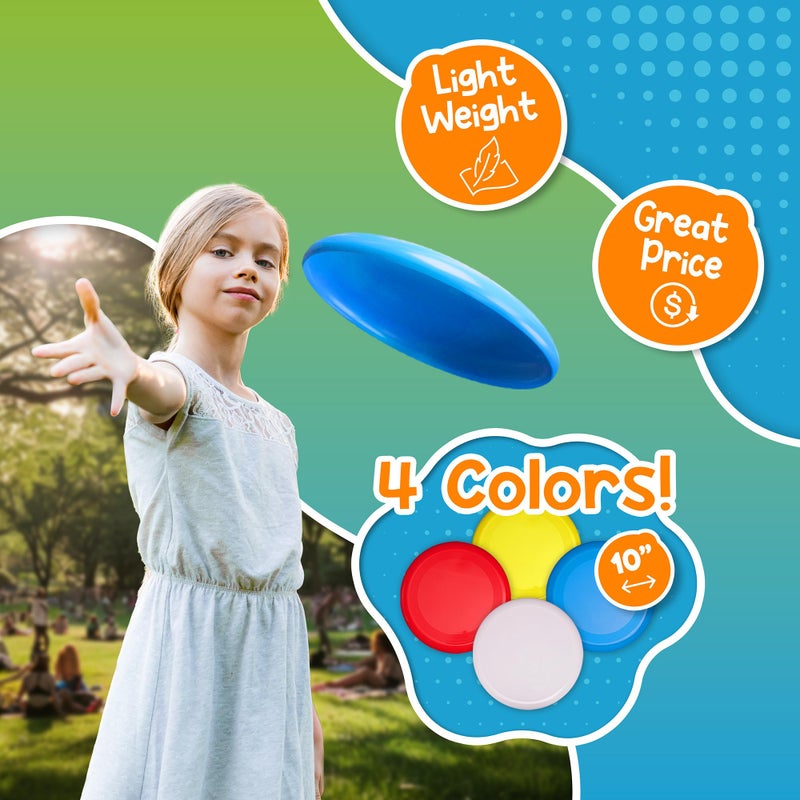 Fun Central High-Flying Excitement: 12 Pack, 10 Inch Assorted Color Flying Discs (Blue, Red, White, Yellow) - Perfect Backyard Games, Sports, Summer Beach, 4th of July Party Essential - Image 3